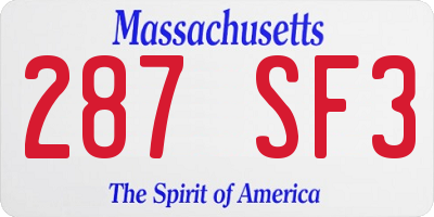 MA license plate 287SF3