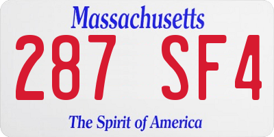 MA license plate 287SF4