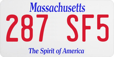 MA license plate 287SF5