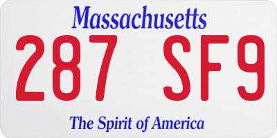 MA license plate 287SF9
