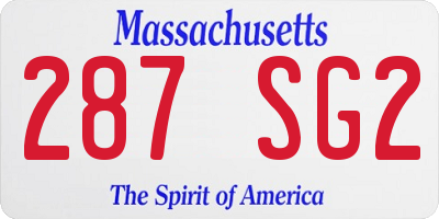 MA license plate 287SG2