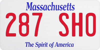 MA license plate 287SH0
