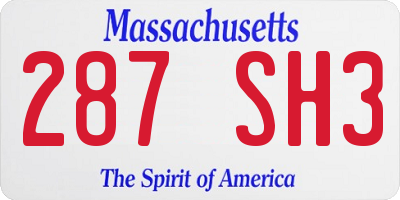 MA license plate 287SH3