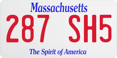 MA license plate 287SH5
