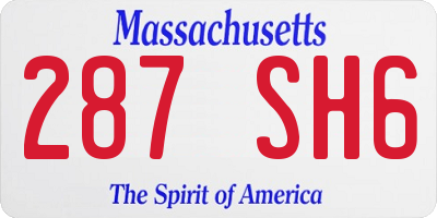 MA license plate 287SH6