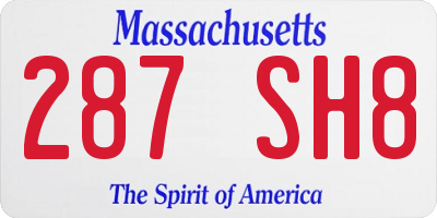 MA license plate 287SH8