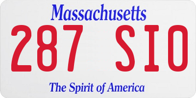 MA license plate 287SI0
