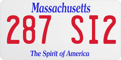 MA license plate 287SI2