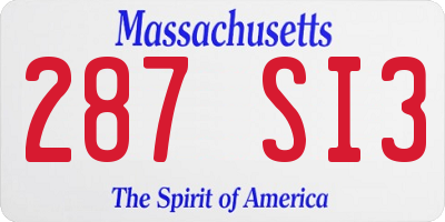 MA license plate 287SI3