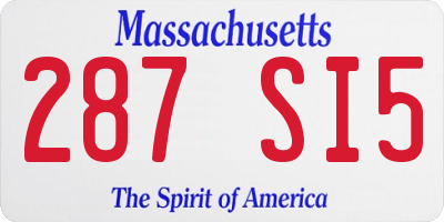 MA license plate 287SI5