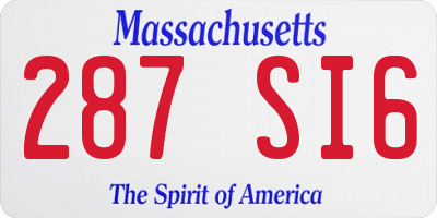 MA license plate 287SI6