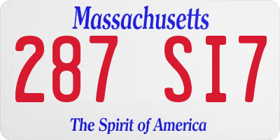 MA license plate 287SI7