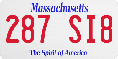 MA license plate 287SI8