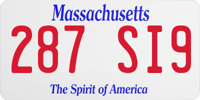 MA license plate 287SI9