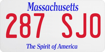 MA license plate 287SJ0