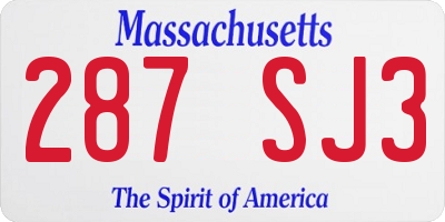 MA license plate 287SJ3