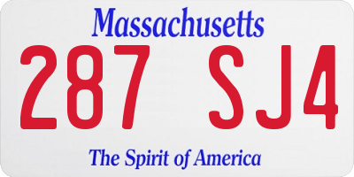 MA license plate 287SJ4