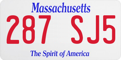 MA license plate 287SJ5