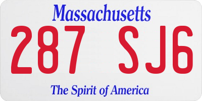 MA license plate 287SJ6