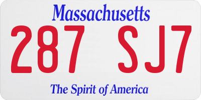 MA license plate 287SJ7