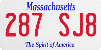 MA license plate 287SJ8