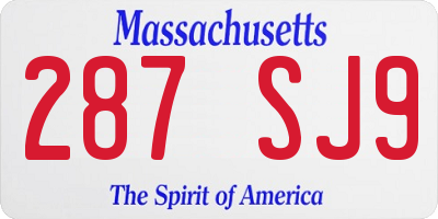 MA license plate 287SJ9