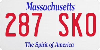 MA license plate 287SK0