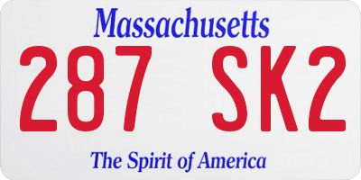 MA license plate 287SK2