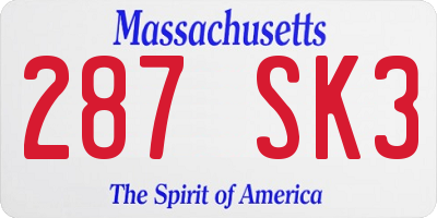 MA license plate 287SK3