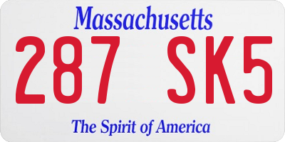 MA license plate 287SK5