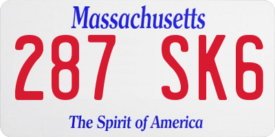 MA license plate 287SK6