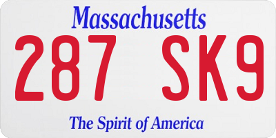 MA license plate 287SK9