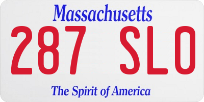 MA license plate 287SL0