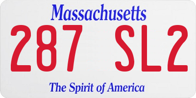 MA license plate 287SL2