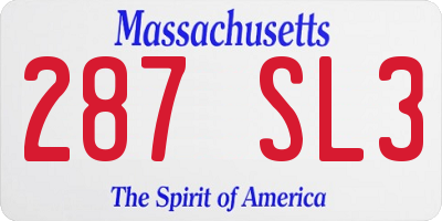 MA license plate 287SL3