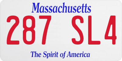MA license plate 287SL4