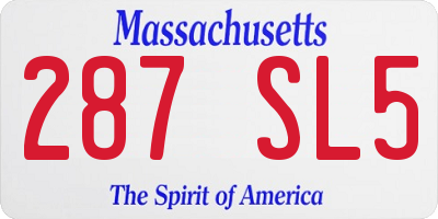 MA license plate 287SL5