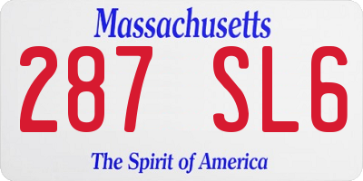 MA license plate 287SL6