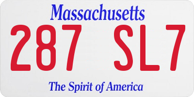 MA license plate 287SL7