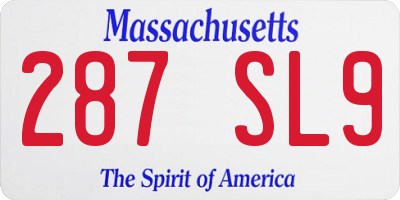 MA license plate 287SL9