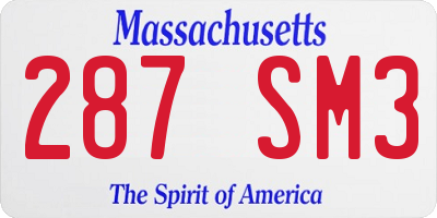MA license plate 287SM3