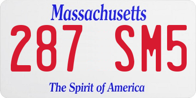 MA license plate 287SM5