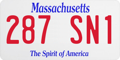 MA license plate 287SN1