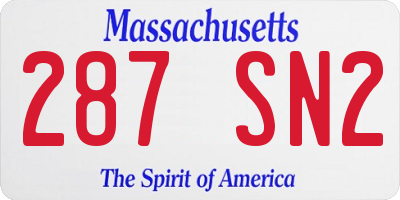 MA license plate 287SN2