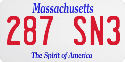 MA license plate 287SN3