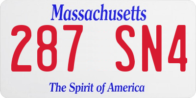 MA license plate 287SN4