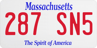 MA license plate 287SN5