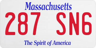 MA license plate 287SN6