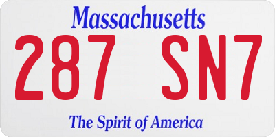 MA license plate 287SN7