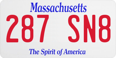 MA license plate 287SN8